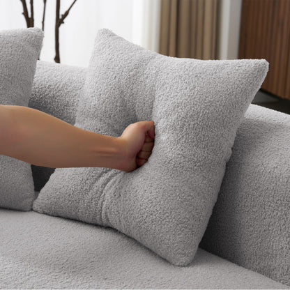 Curved 4 Seater Full Compression Sponge Sofa in gray textured fabric by HouseOfZazla on Tampa Home & Garden Store