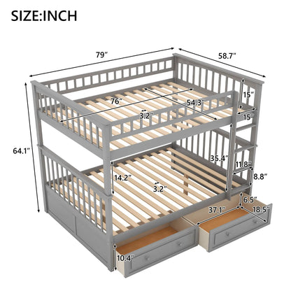 Bunk Bed With Drawers, Convertible Design gray frame by Unique Piece Furniture on Tampa Home & Garden Store