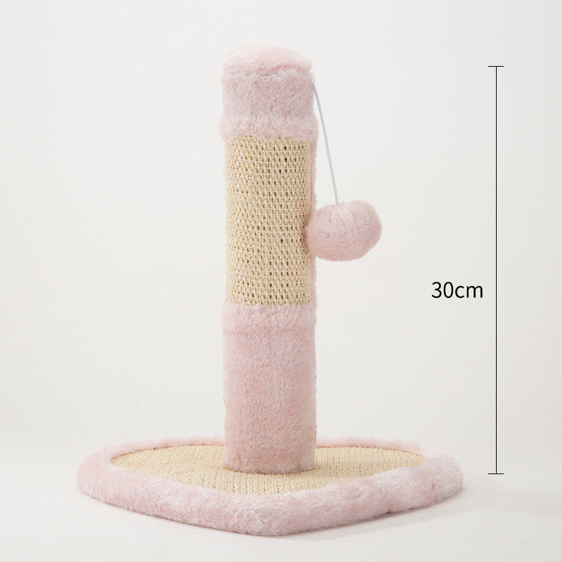 Detachable cat toy for scratching pink plush post with sisal wrap, 30 cm tall on Tampa Home & Garden Store