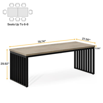 HouseOfZazla double computer desk with extra-long light brown wood top and black legs on Tampa Home & Garden Store