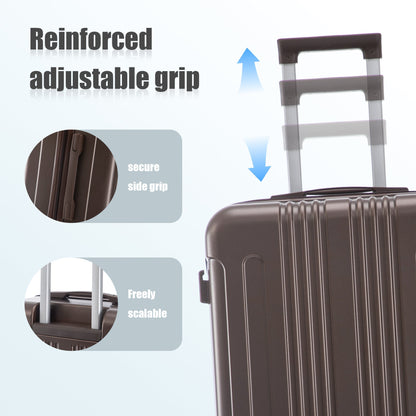 3 Piece ABS Spinner Wheel Luggage Set Brown with reinforced adjustable grip handle on Tampa Home & Garden Store
