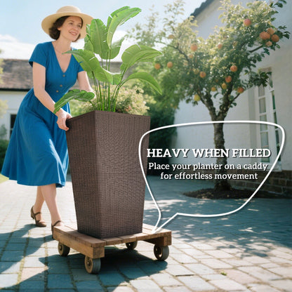 Outdoor Flower Plant Pots, tall brown wicker planters with drainage holes, 3-pack HouseOfZazla on Tampa Home & Garden Store