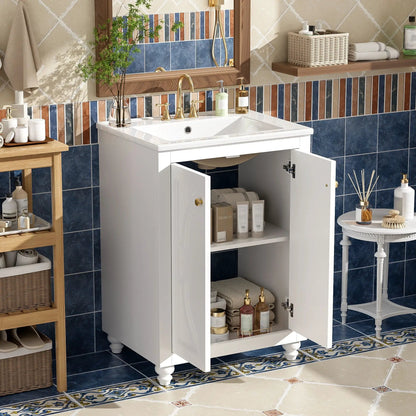 White bathroom vanity ornate elliptical motif soft-close hinges Unique Piece Furniture on Tampa Home & Garden Store