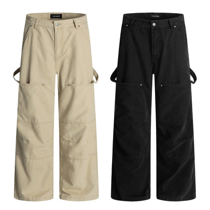 Womens denim workwear cargo jeans beige and black FLIPSTYLEZLLC 2 colors on Tampa Home & Garden Store
