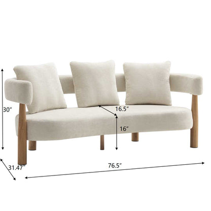 Luxe Modern Curved Three Seater Chenille Sofa