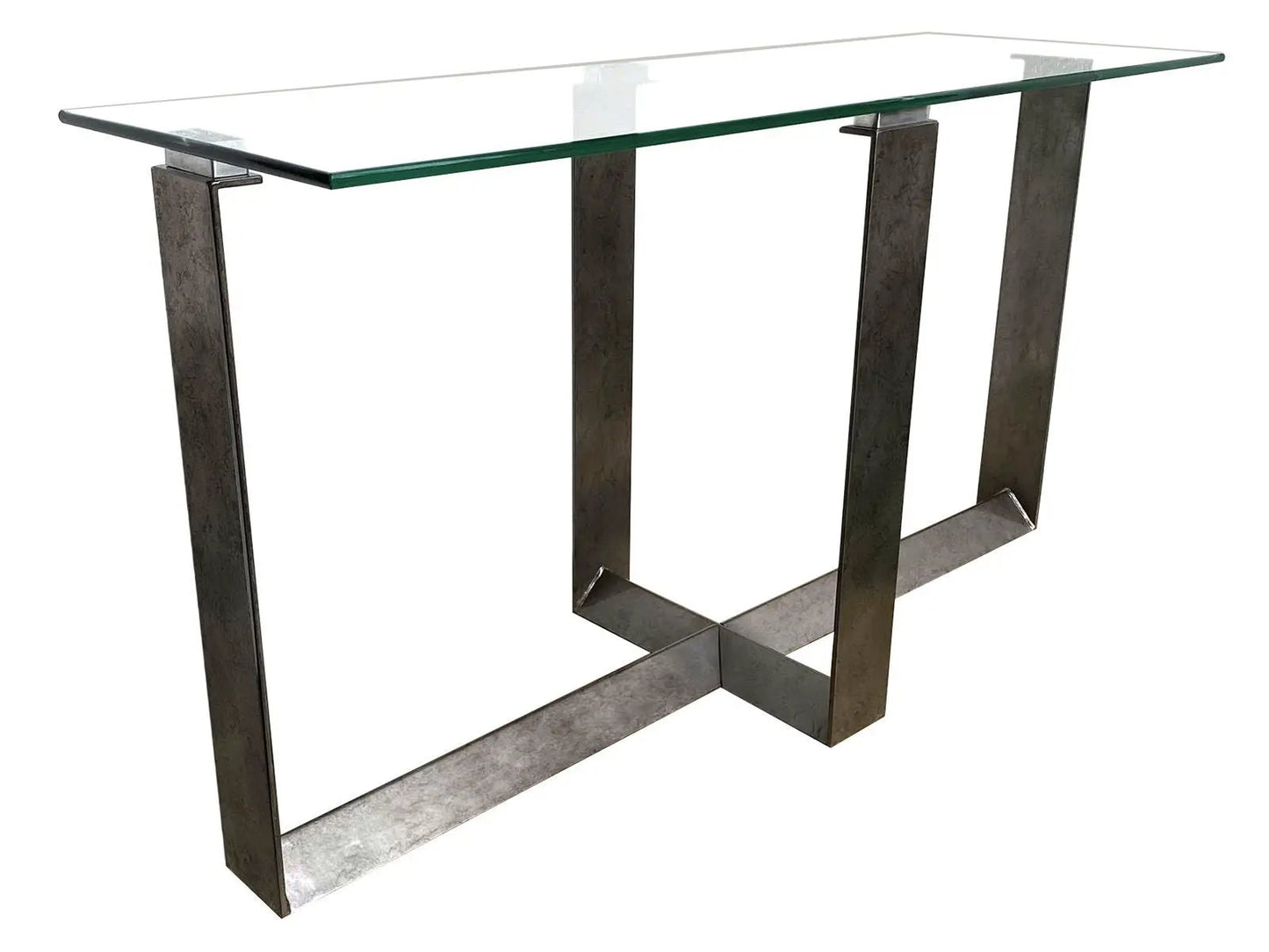 Holden Rectangular Glass Table with Pewter Frame