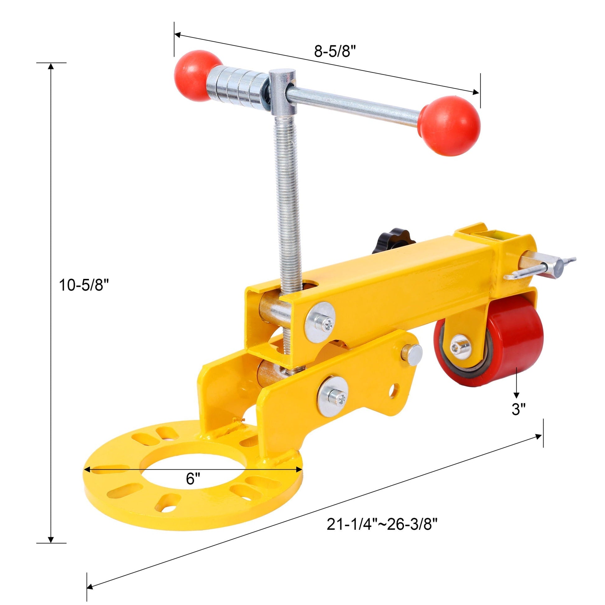 Auto Body Fender Roller Tool in yellow with red wheels for lip rolling and wheel arch reforming on Tampa Home & Garden Store