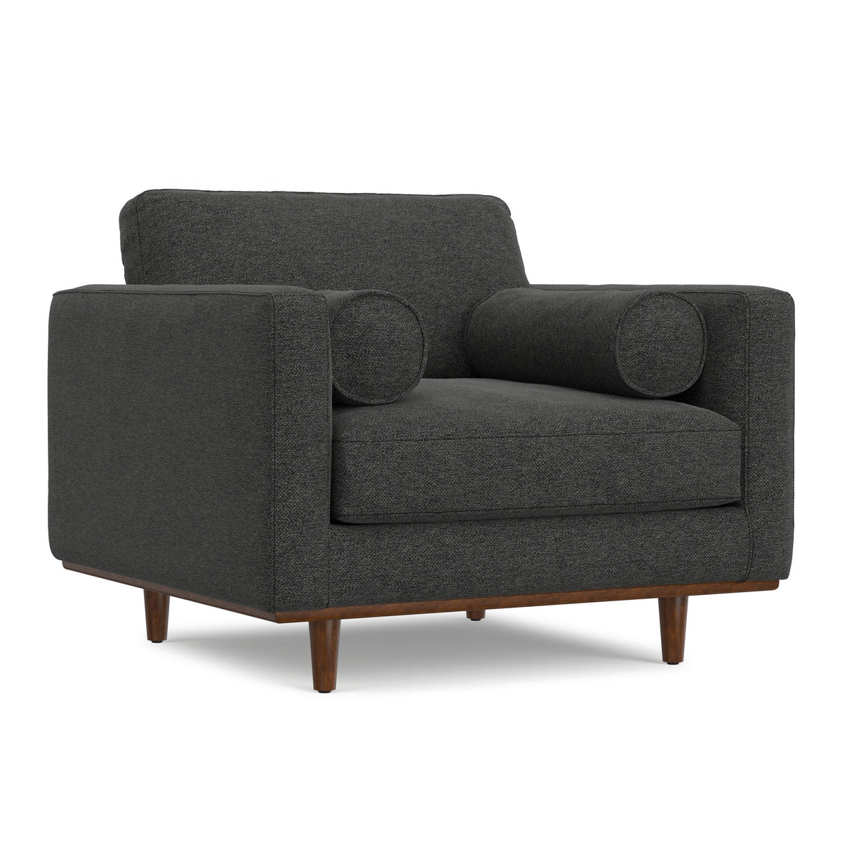 Wide Arm Chair charcoal gray fabric with removable cushions and wooden legs HouseOfZazla on Tampa Home & Garden Store