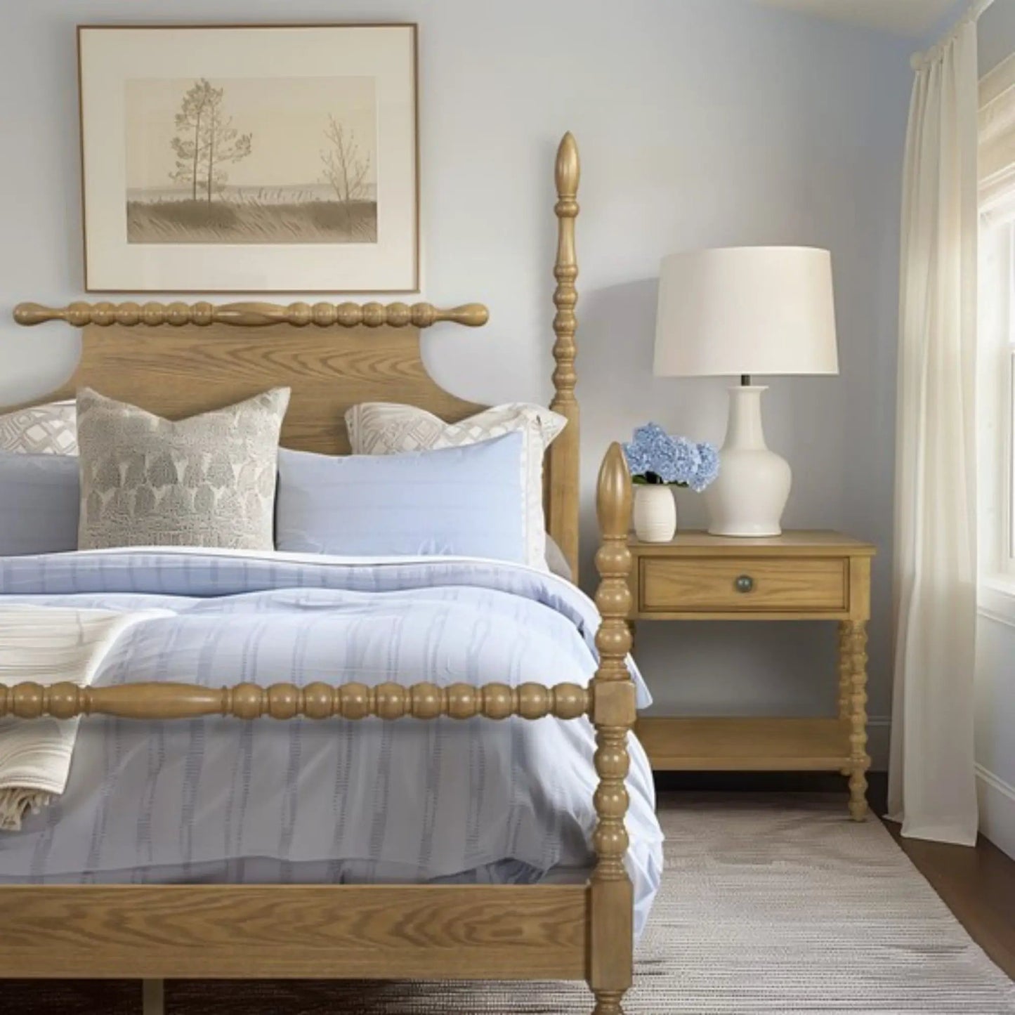 Traditional wooden nightstand with drawer and shelf in natural finish by Unique Piece Furniture on Tampa Home & Garden Store
