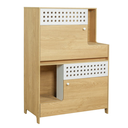 Modern 2 In 1 Cat Furniture HouseOfZazla natural wood with white perforated panels on Tampa Home & Garden Store
