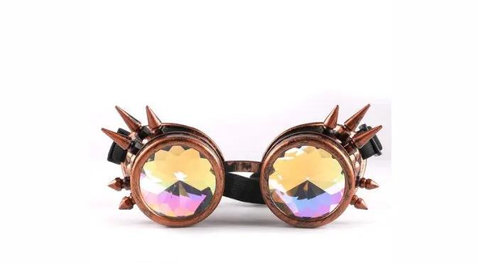 Steampunk goggles pair by FLIPSTYLEZLLC with copper frames, crystal lenses and spikes on Tampa Home & Garden Store