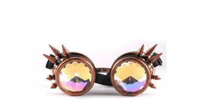 Steampunk goggles pair by FLIPSTYLEZLLC with copper frames, crystal lenses and spikes on Tampa Home & Garden Store