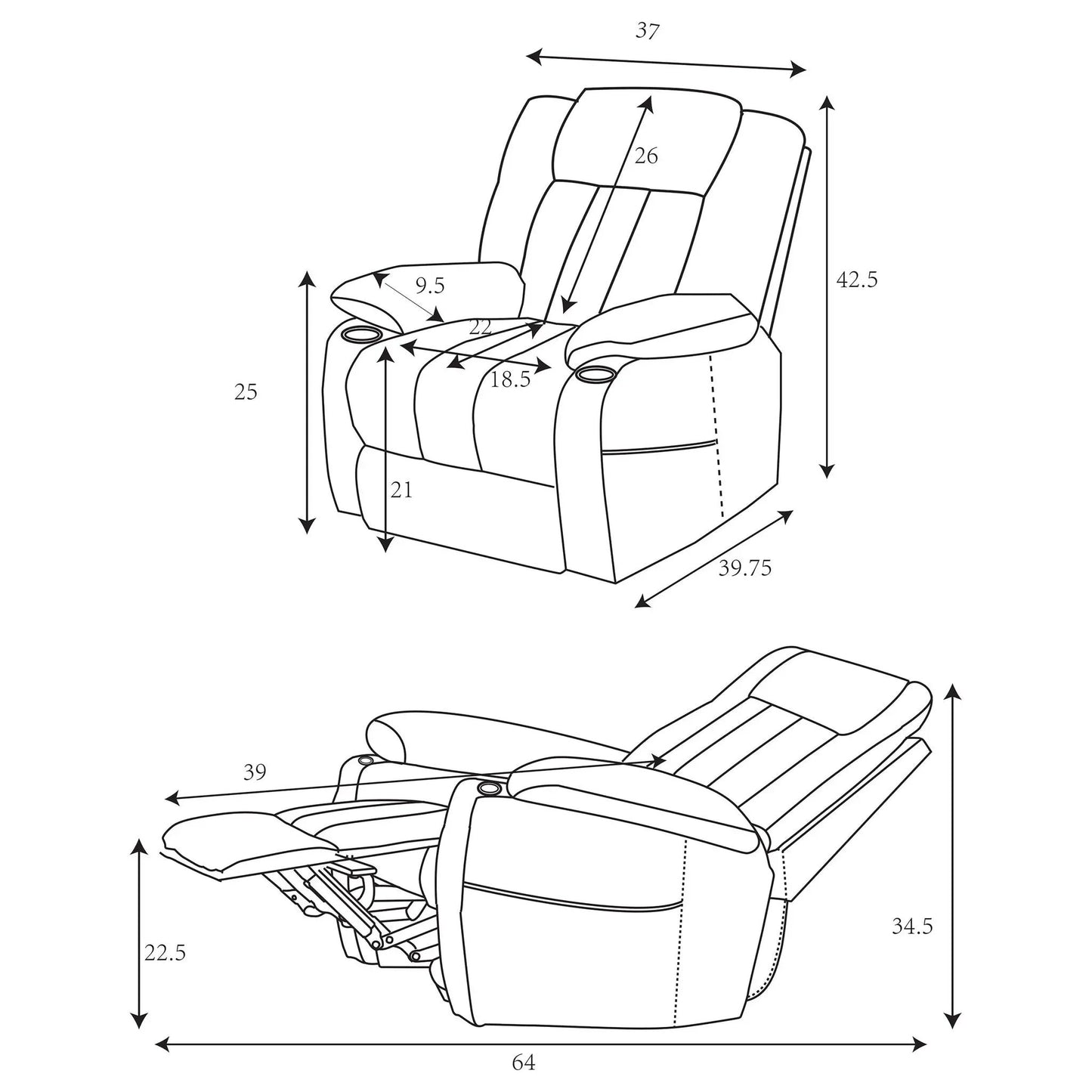 Beca lift recliner with cupholders and USB charging by Unique Piece Furniture, lift chair on Tampa Home & Garden Store