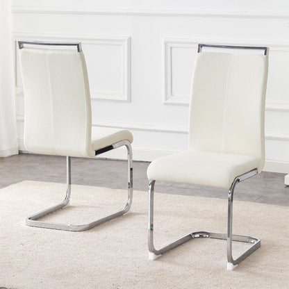HouseOfZazla dining chairs with ergonomic backrest, beige upholstery, chrome legs, set of 2 on Tampa Home & Garden Store