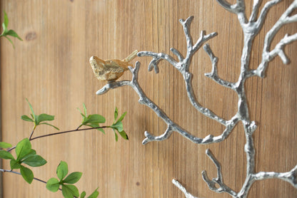 Metal branch wall sculptures set of 2 with silver bird accents by Unique Piece Furniture on Tampa Home & Garden Store