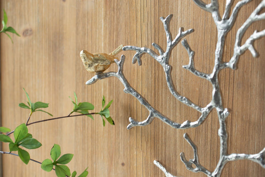 Metal branch wall sculptures set of 2 with silver bird accents by Unique Piece Furniture on Tampa Home & Garden Store