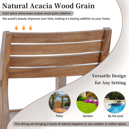 Acacia Wood 5 Piece Outdoor Dining and Chairs