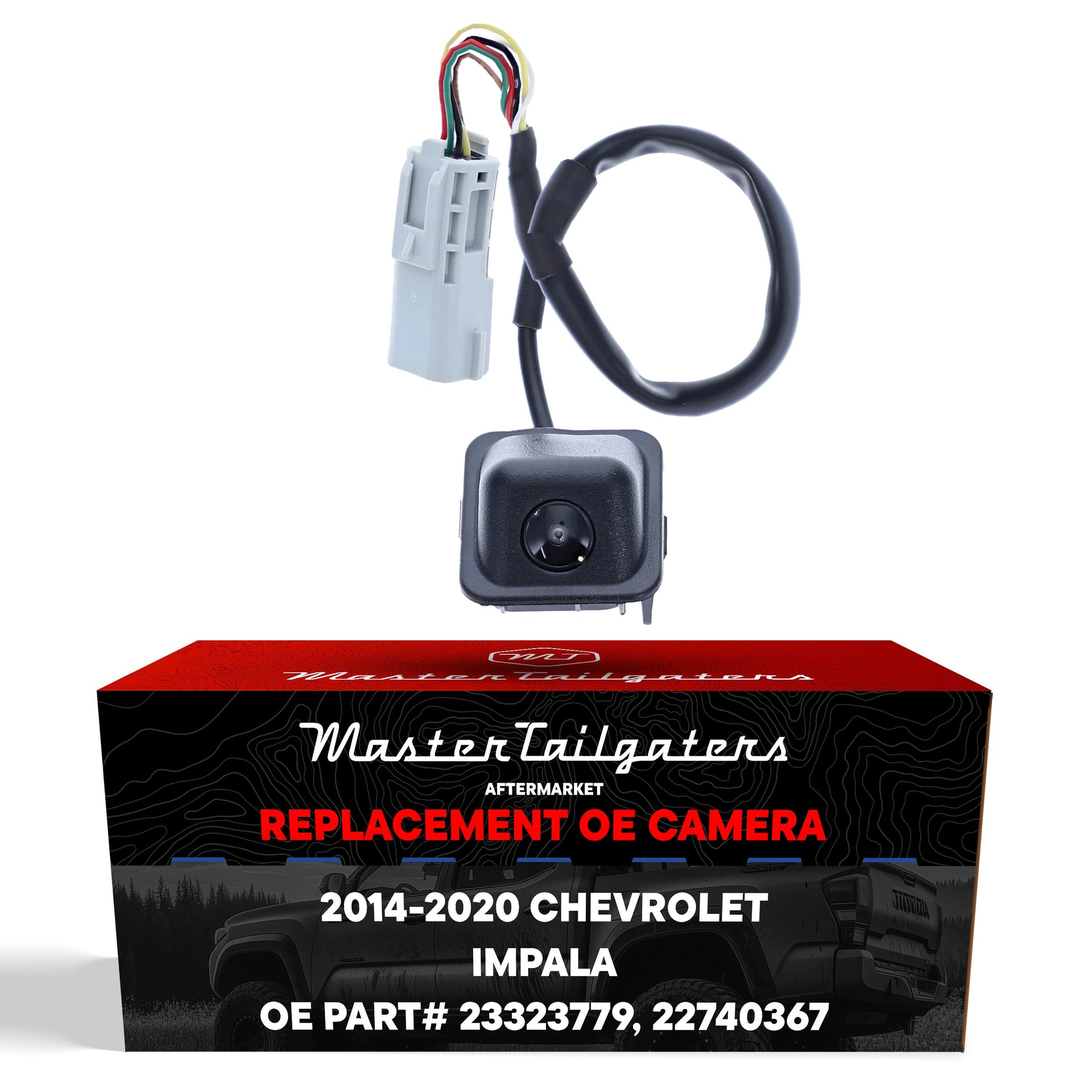 Master Tailgaters OEM backup camera with multi-color wiring harness and gray connector on Tampa Home & Garden Store