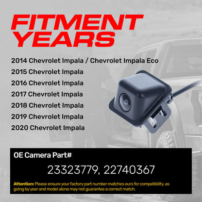 Master Tailgaters OEM backup camera for Chevrolet Impala (2014-20), P/N 23323779, 22740367 on Tampa Home & Garden Store