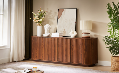 Sideboard Storage Cabinet TV Stand with Wave Pattern in dark wood by HouseOfZazla on Tampa Home & Garden Store