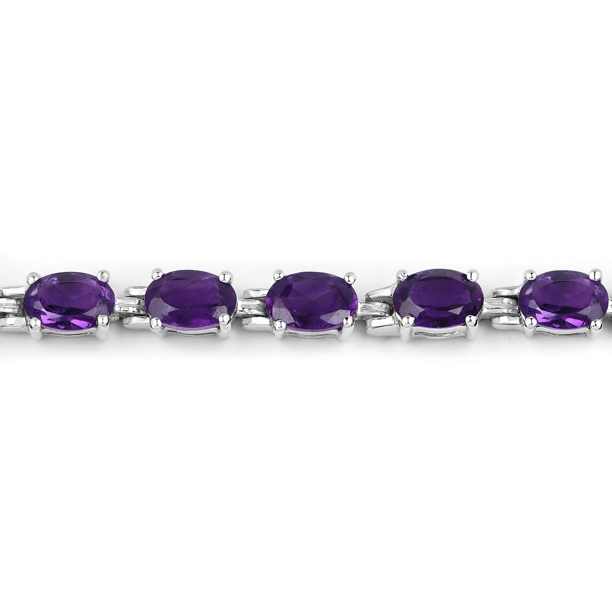 Genuine amethyst bracelet with five oval purple stones set in .925 sterling silver on Tampa Home & Garden Store