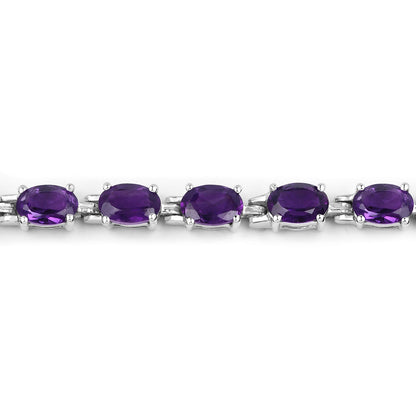 Genuine amethyst bracelet with five oval purple stones set in .925 sterling silver on Tampa Home & Garden Store