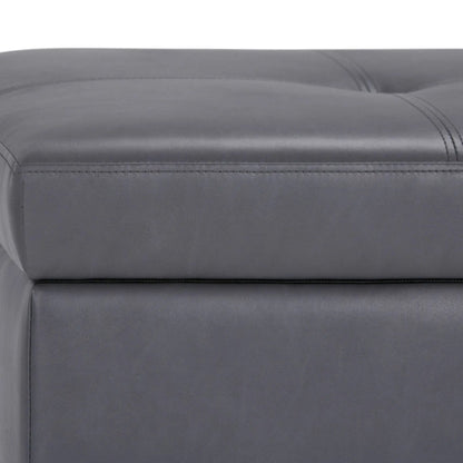Oregon Contemporary Storage Ottoman Bench With Tray gray leather, Unique Piece Furniture on Tampa Home & Garden Store