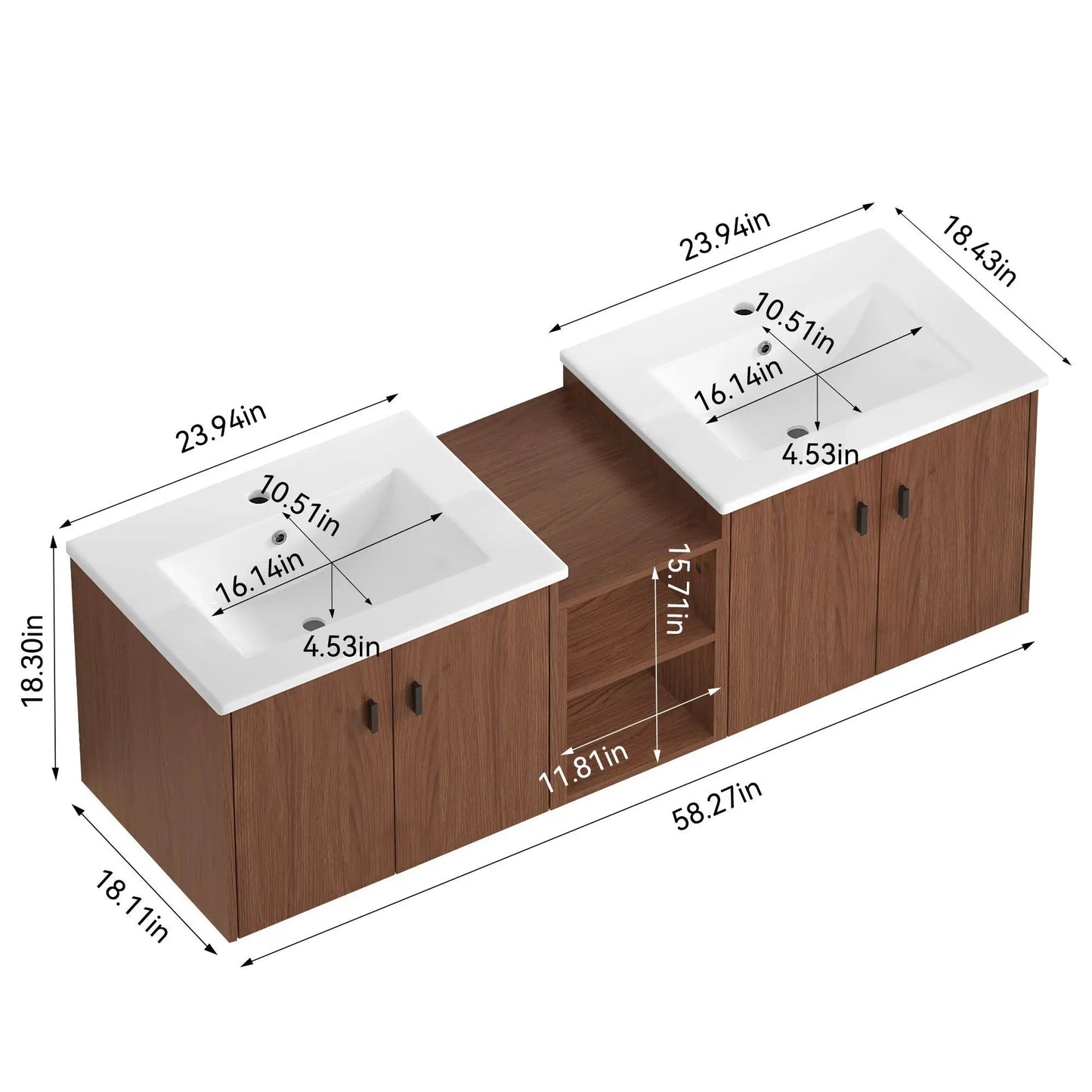 Soft Close Doors Vanity and Storage Shelves