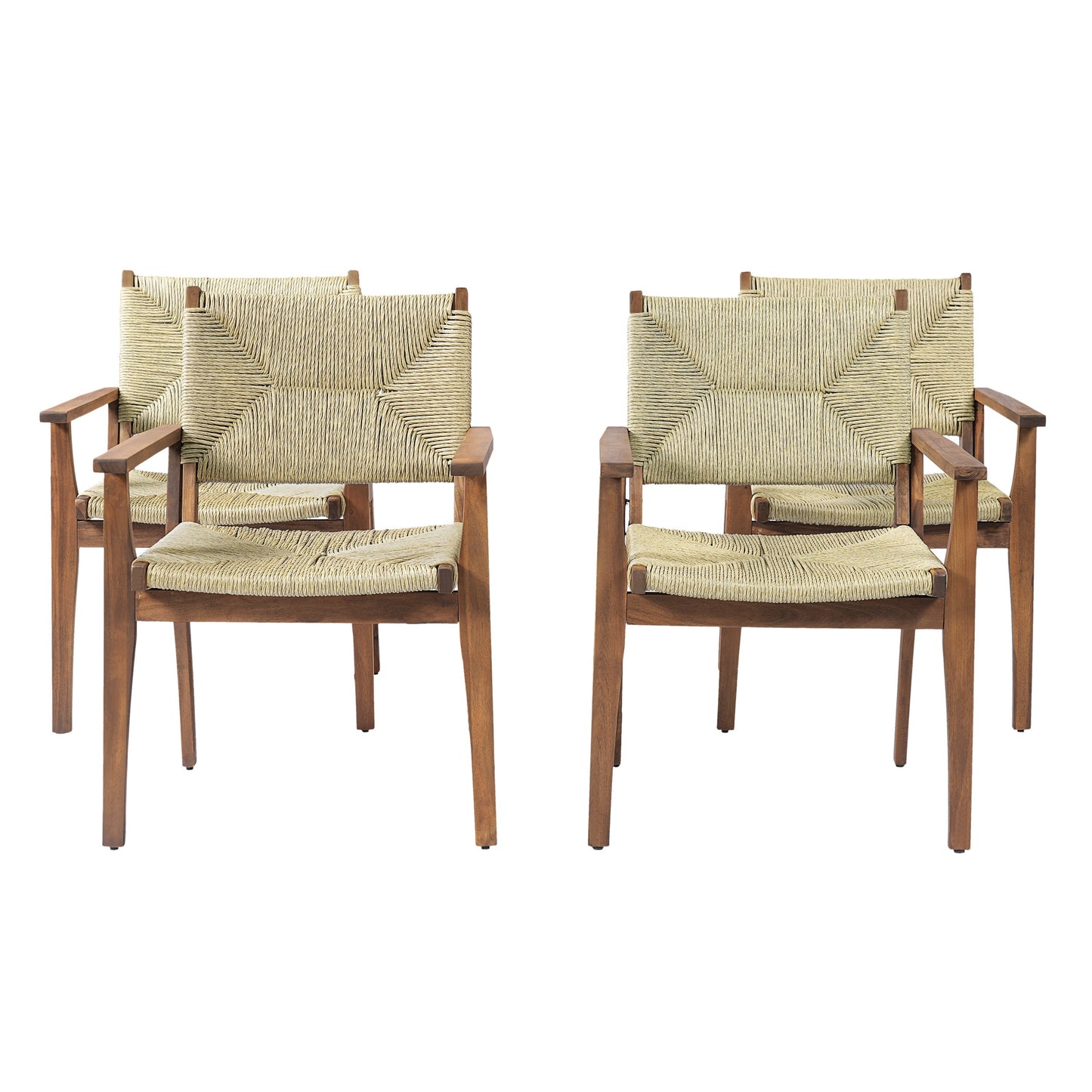 Durable Outdoor Dining Chairs with acacia wood frames and wicker seats, pair HouseOfZazla on Tampa Home & Garden Store