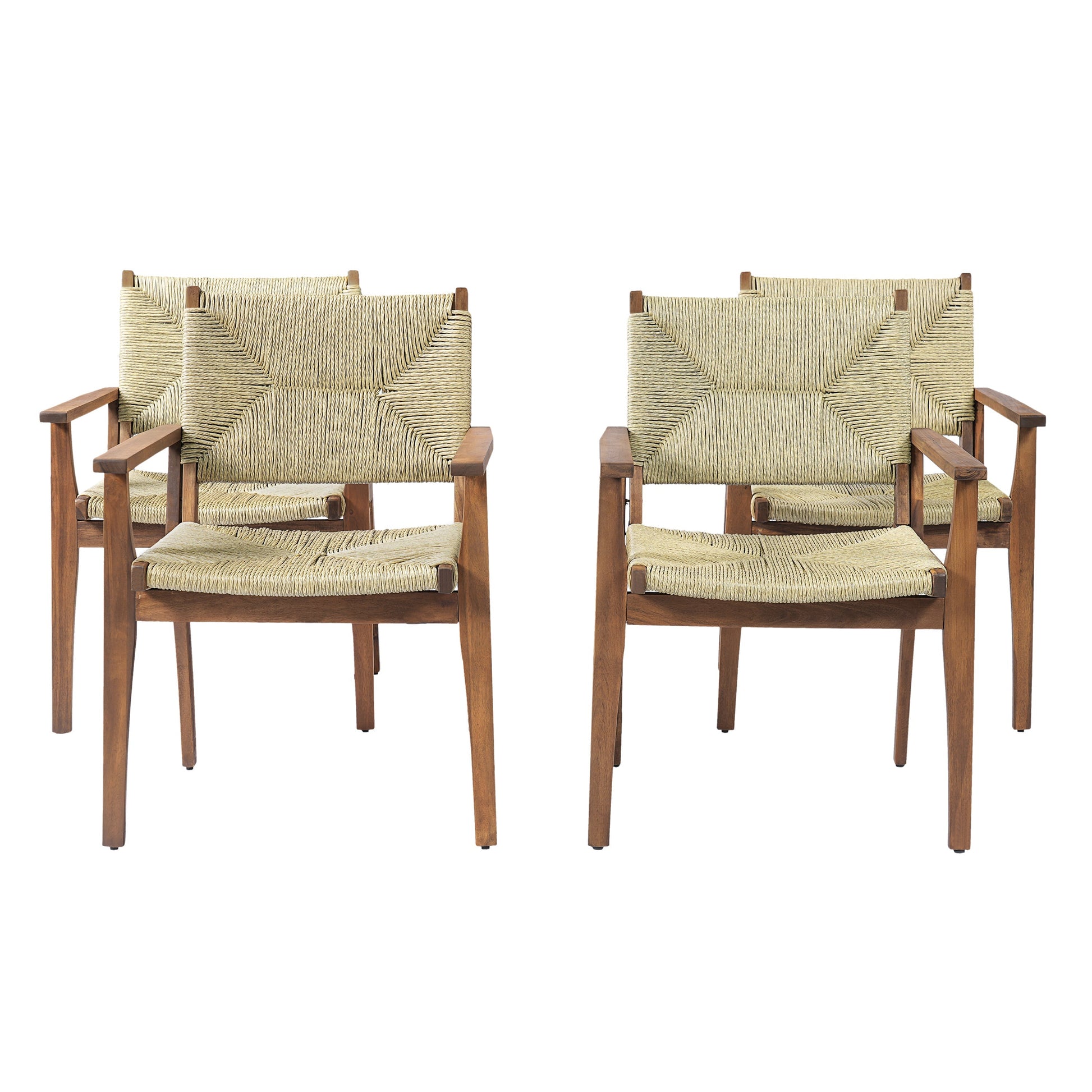 Durable Outdoor Dining Chairs with acacia wood frames and wicker seats, pair HouseOfZazla on Tampa Home & Garden Store