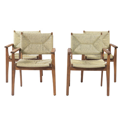 Durable Outdoor Dining Chairs with acacia wood frames and wicker seats, pair HouseOfZazla on Tampa Home & Garden Store