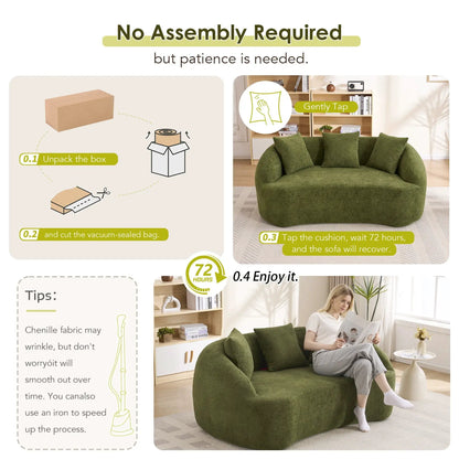Loveseat sofa in green fabric by Unique Piece Furniture, stationary for small spaces on Tampa Home & Garden Store