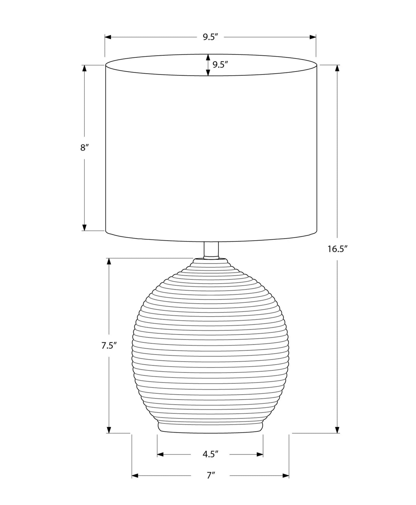 Table lamp black resin contemporary by Unique Piece Furniture with ribbed spherical base shade on Tampa Home & Garden Store