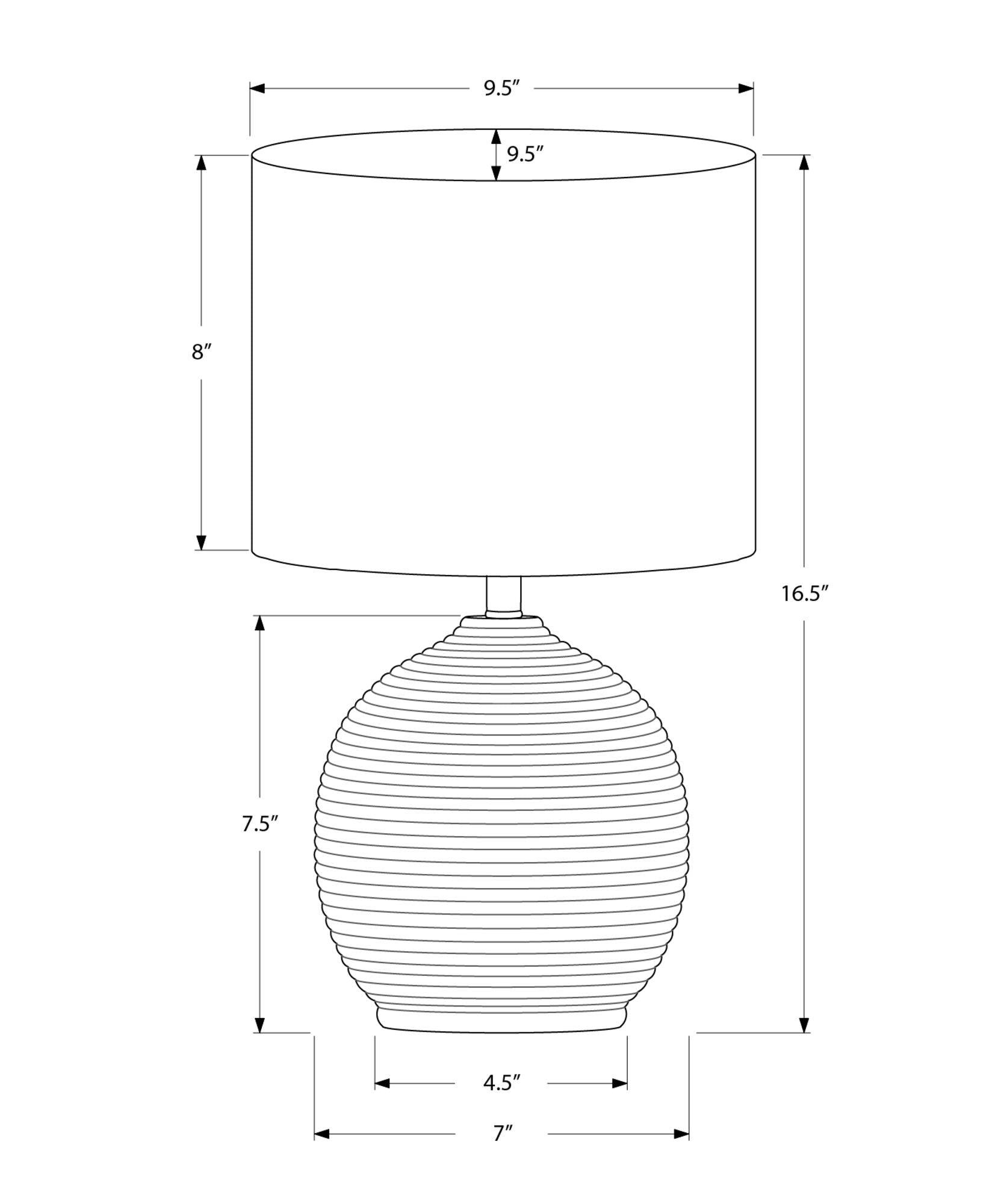 Table lamp in black resin with ribbed base and drum shade on Tampa Home & Garden Store