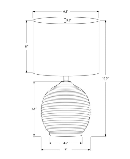 Table lamp in black resin with ribbed base and drum shade on Tampa Home & Garden Store