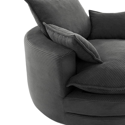 Swivel barrel chair gray corduroy with cushions and pillows HouseOfZazla swing chair on Tampa Home & Garden Store