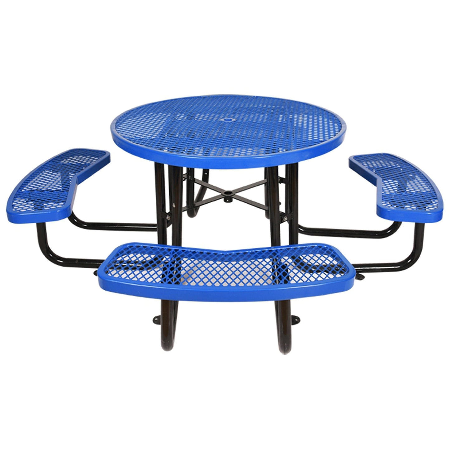 Round Outdoor Steel Picnic Table with Pole