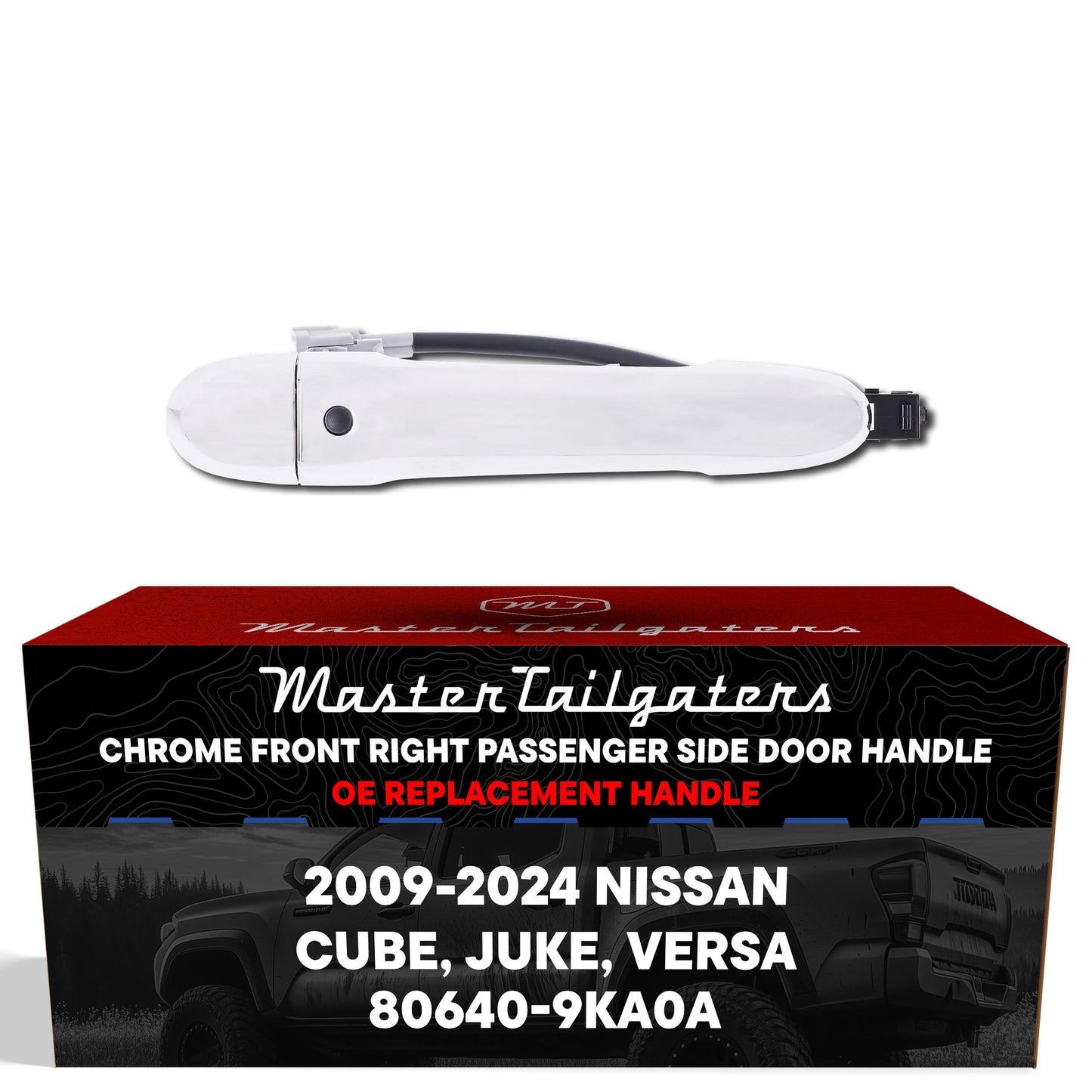 Chrome exterior door handle replacement for Nissan Cube/Juke/Versa front-right w/o keyhole cover on Tampa Home & Garden Store