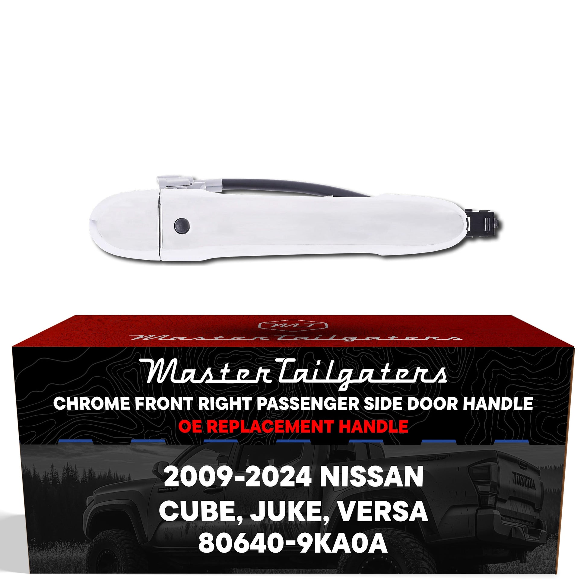 Chrome exterior door handle replacement for Nissan Cube/Juke/Versa front-right w/o keyhole cover on Tampa Home & Garden Store