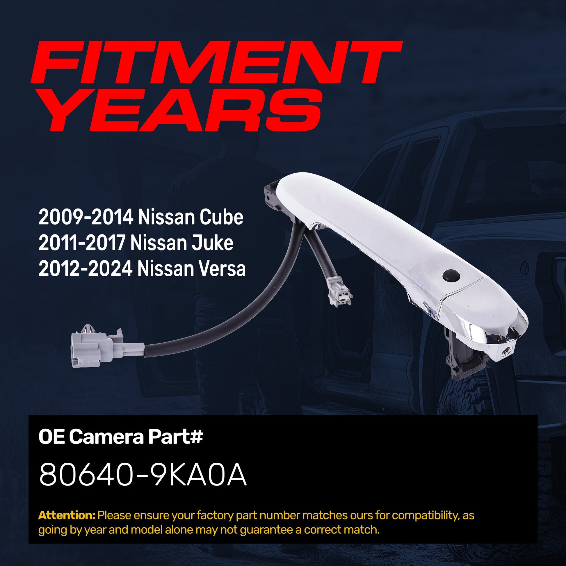 Exterior chrome door handle replacement for Nissan Cube/Juke/Versa, front-right passenger side on Tampa Home & Garden Store
