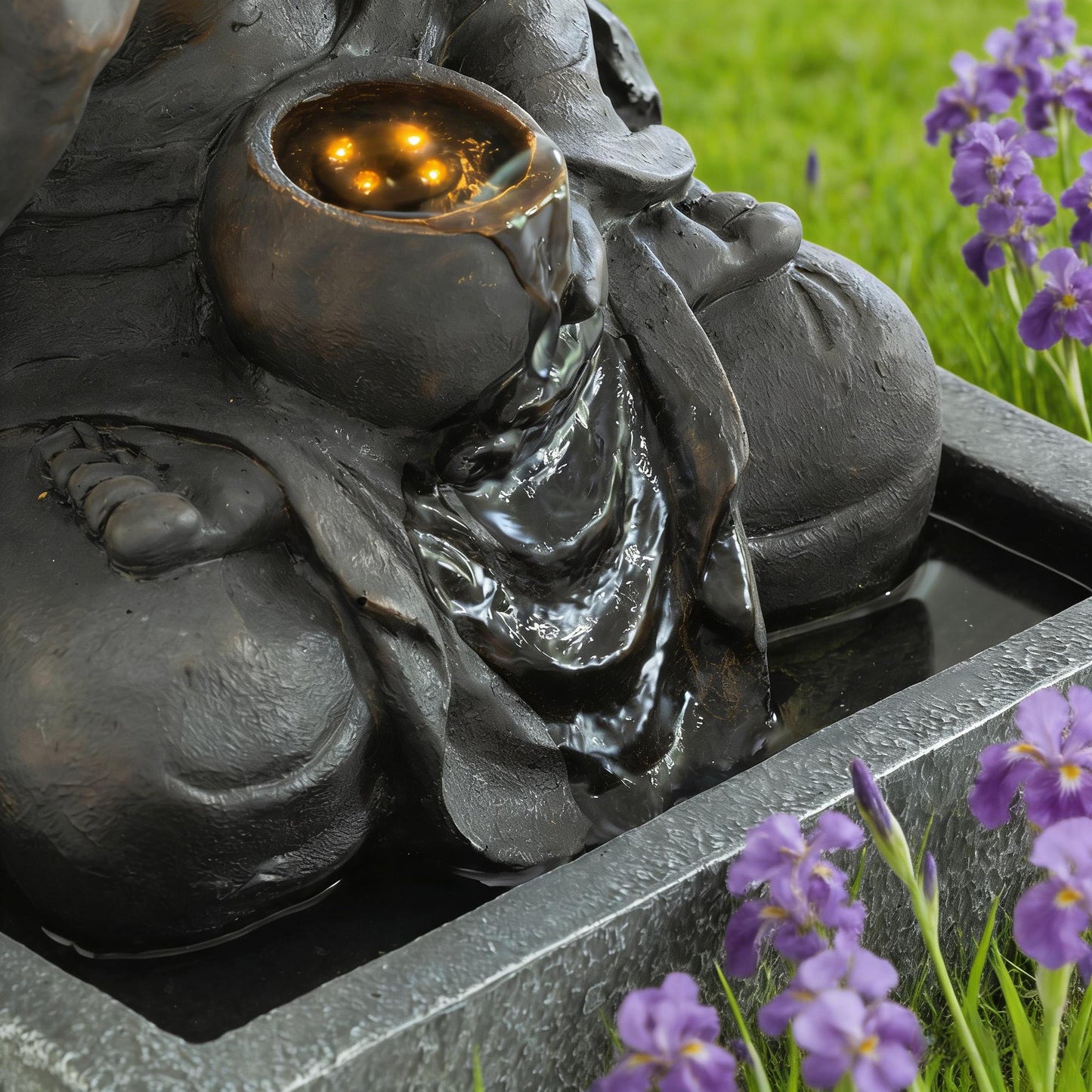 a Serene Outdoor Buddha Resin Waterfall Fountain