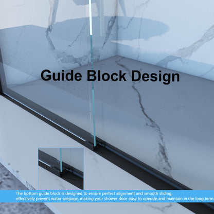 Double Sliding Shower and Matte Black Frame Door