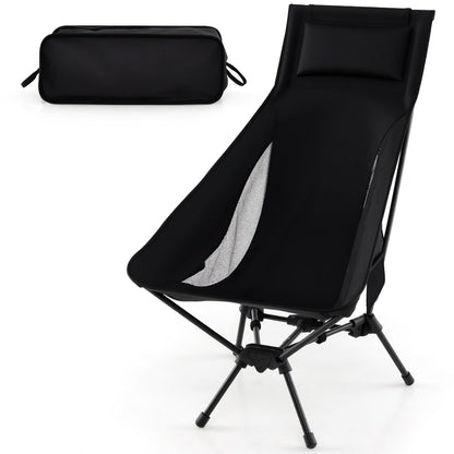 GemGear high-back portable camping chair black with pillow and compact carry bag on Tampa Home & Garden Store