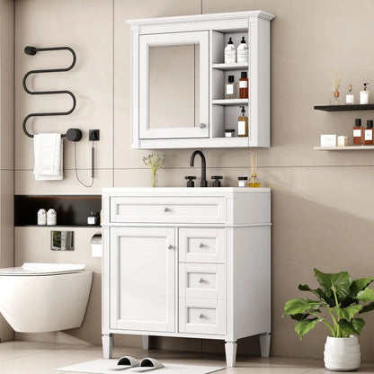 Bathroom Vanity with Top Sink and Mirror Cabinet