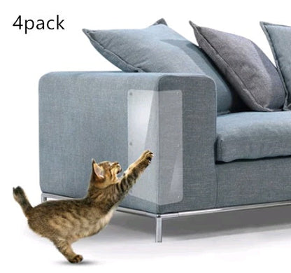 Cat Claw Protector Sofa Protect Pads, 4-pack, clear shield on grey sofa arm, by Pet Zen on Tampa Home & Garden Store