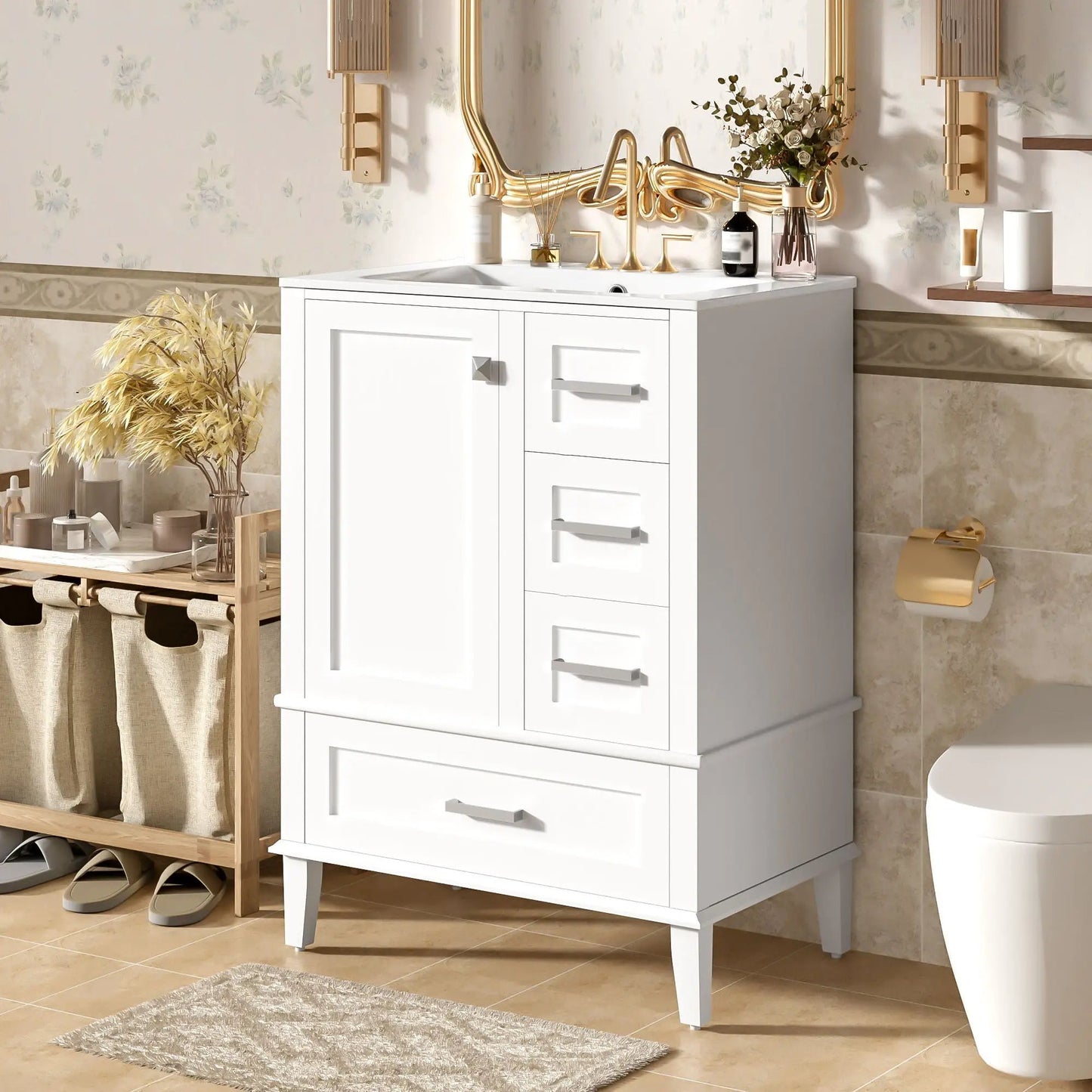 Bathroom Vanity With Sink Solid Wood Cabinet