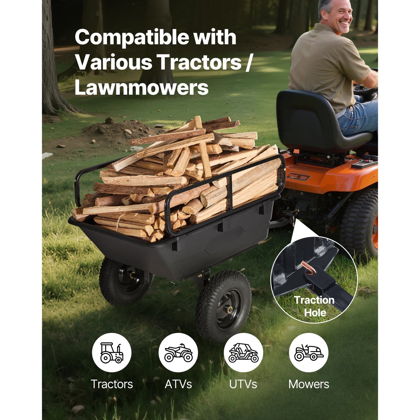 Dump trailer 500 lbs, 10 cu ft, black plastic cart for ATVs by HouseOfZazla on Tampa Home & Garden Store