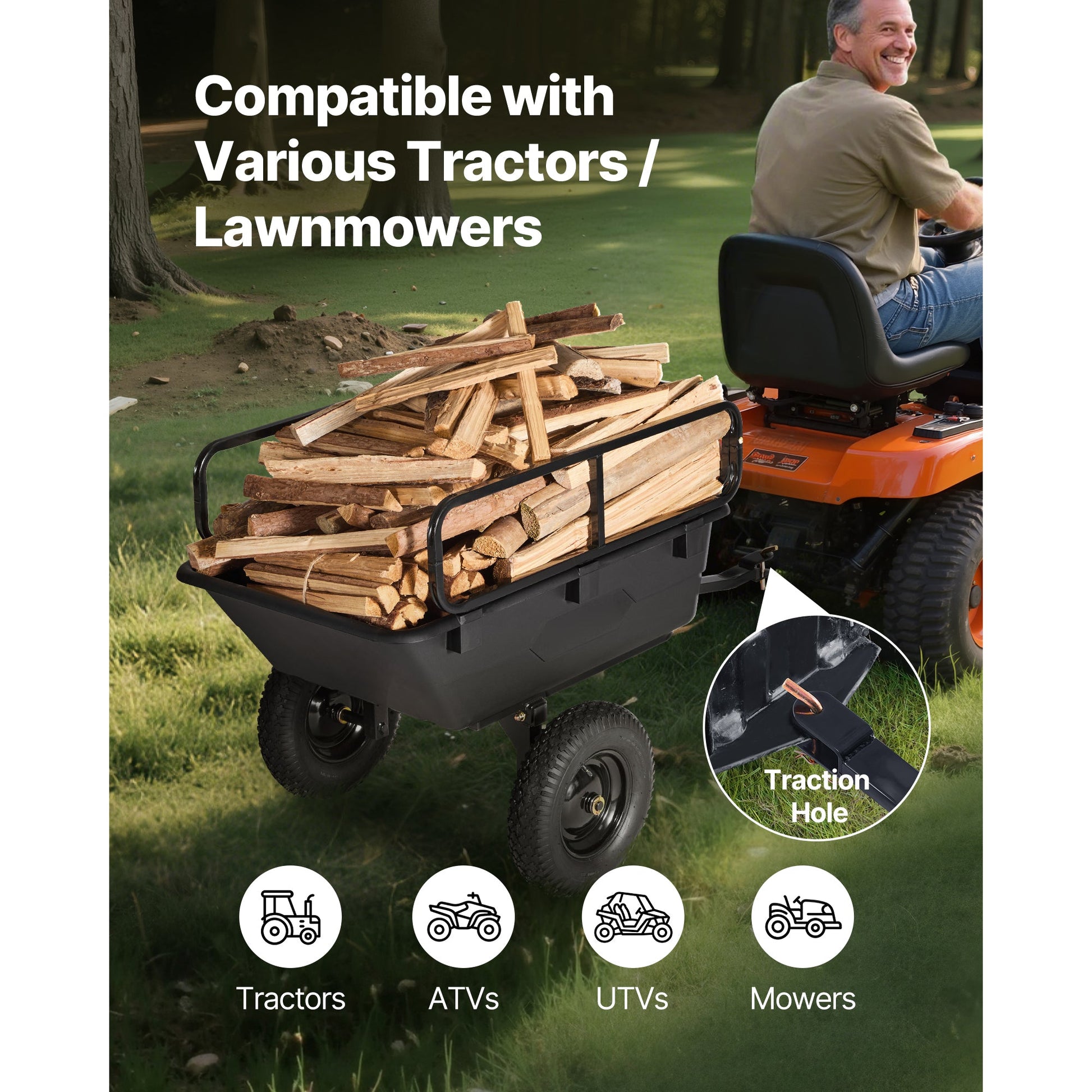 Dump trailer 500 lbs, 10 cu ft, black plastic cart for ATVs by HouseOfZazla on Tampa Home & Garden Store