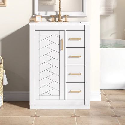 Modern Bathroom Vanity With 1 Door and 3 Drawers