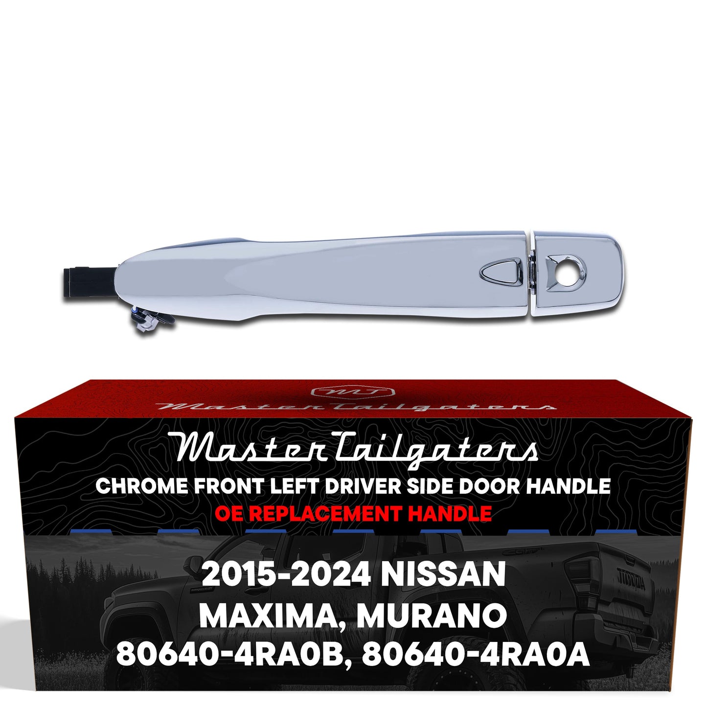 Exterior chrome door handle for Nissan Maxima/Murano, front-left with keyhole cover on Tampa Home & Garden Store